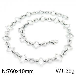 Japanese and Korean Popular Handmade Women's Stainless Steel Silver Geometric Pig Nose Necklace - KN228606-Z