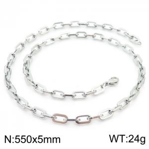 Japanese and Korean Popular Handmade Women's Stainless Steel Silver Rectangular Chain Necklace - KN228645-Z