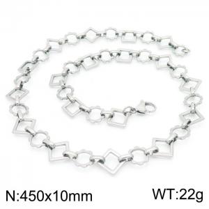 Fashion handmade female stainless steel silver geometric gear necklace - KN228762-Z