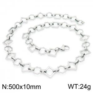 Fashion handmade female stainless steel silver geometric gear necklace - KN228763-Z