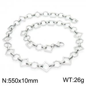 Fashion handmade female stainless steel silver geometric gear necklace - KN228764-Z