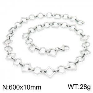Fashion handmade female stainless steel silver geometric gear necklace - KN228765-Z