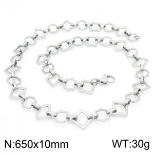 Fashion handmade female stainless steel silver geometric gear necklace - KN228766-Z