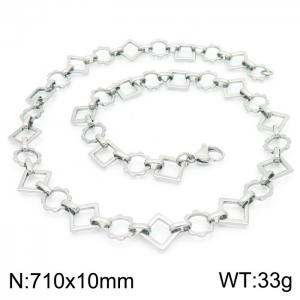 Fashion handmade female stainless steel silver geometric gear necklace - KN228767-Z