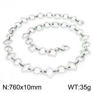 Fashion handmade female stainless steel silver geometric gear necklace - KN228768-Z