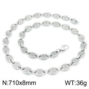8mm=71cm=Fashion design stainless steel pressure point pig nose chain women's luxury chain silvery necklace - KN228781-Z