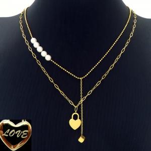 SS Gold-Plating Necklace - KN229269-HM
