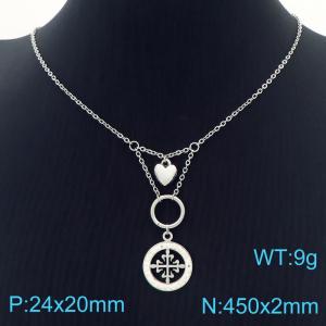 Hand make stainless steel welding chain fashion couple high class cross crystal necklace - KN229463-Z