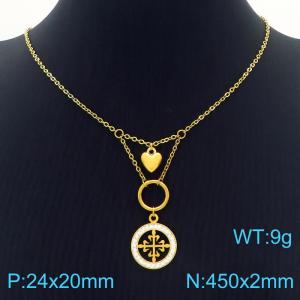 Hand make stainless steel welding chain fashion couple high class cross crystal necklace - KN229469-Z