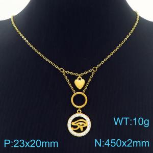 Hand make stainless steel welding chain fashion couple high class devil eye crystal necklace - KN229473-Z