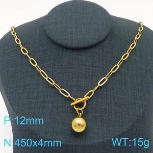 Hand make women's stainless steel thick link chain classic ball necklace - KN229488-Z