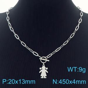 Hand make women's stainless steel thick link chain classic girl necklace - KN229499-Z