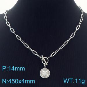 Hand make women's stainless steel thick link chain classic octagonal star necklace - KN229504-Z