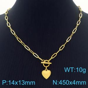 Hand make women's stainless steel thick link chain classic heart necklace - KN229505-Z