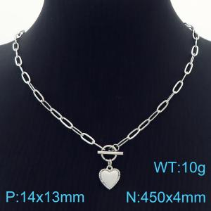 Hand make women's stainless steel thick link chain classic heart necklace - KN229506-Z