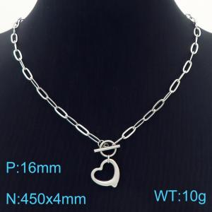 Hand make women's stainless steel thick link chain classic heart necklace - KN229508-Z