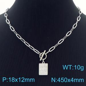 Hand make women's stainless steel thick link chain classic rectangle necklace - KN229510-Z