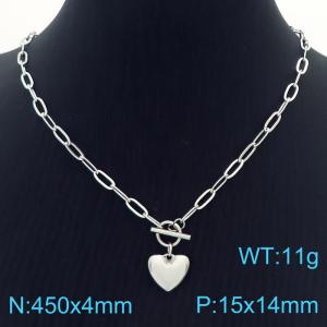 Hand make women's stainless steel thick link chain classic heart necklace - KN229514-Z
