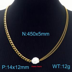 SS Gold-Plating Necklace - KN229564-Z
