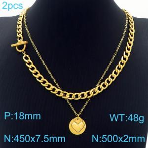 SS Gold-Plating Necklace - KN229588-Z