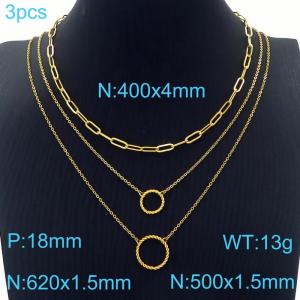 SS Gold-Plating Necklace - KN229590-Z