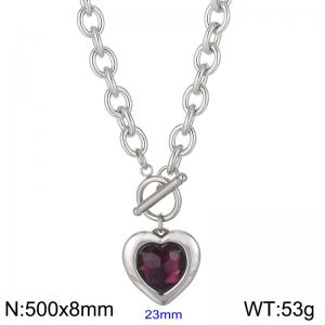 Stainless Steel Stone & Crystal Necklace - KN229668-Z
