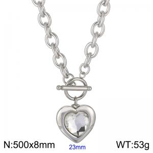 Stainless Steel Stone & Crystal Necklace - KN229669-Z