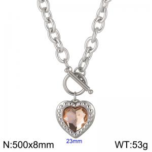 Stainless Steel Stone&Crystal Necklace - KN229679-Z