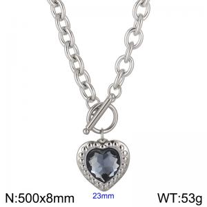 Stainless Steel Stone&Crystal Necklace - KN229680-Z