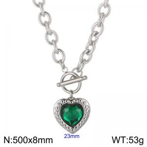 Stainless Steel Stone&Crystal Necklace - KN229681-Z