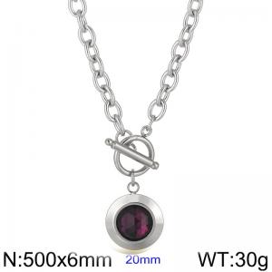 Stainless Steel Stone&Crystal Necklace - KN229692-Z