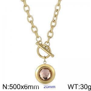 Stainless Steel Stone&Crystal Necklace - KN229693-Z
