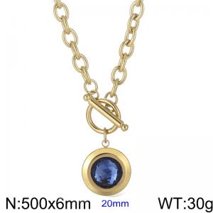 Stainless Steel Stone&Crystal Necklace - KN229697-Z