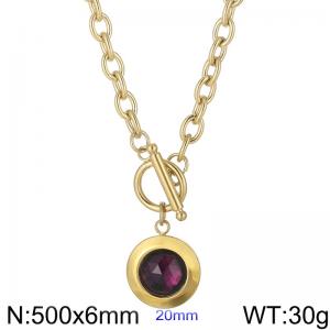 Stainless Steel Stone&Crystal Necklace - KN229698-Z