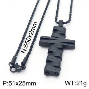 Stainless Steel Black-plating Necklace - KN229726-KFC