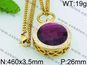 Stainless Steel Stone Necklace - KN23003-Z