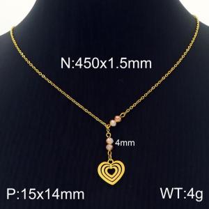 Hollow Heart Shaped Stainless Steel Necklace - KN230077-Z