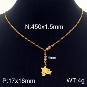 450mm Women's Stainless Steel Electroplated Gold Tassel Star Necklace - KN230079-Z