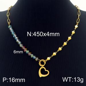 Fashion 18K Gold Plated Jewelry Colorful Bead Stainless Steel Heart Pendant Necklaces - KN230096-Z