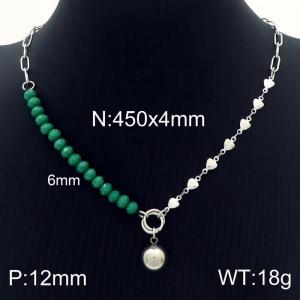 Fashion Bead Jewelry Stainless Steel Heart Chain Bead Necklaces For Women - KN230121-Z