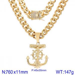 SS Gold-Plating Necklace - KN230176-K