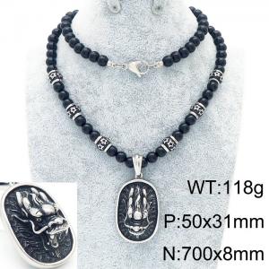 Stainless Steel Agate Necklace - KN230622-K