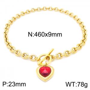 Stainless Steel Stone Necklace - KN230741-Z
