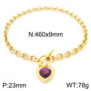 Stainless Steel Stone Necklace - KN230743-Z