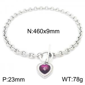 Stainless Steel Stone Necklace - KN230747-Z