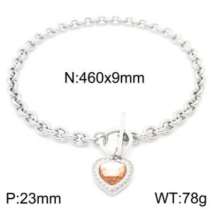 Stainless Steel Stone Necklace - KN230749-Z