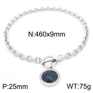 Stainless Steel Stone Necklace - KN230782-Z