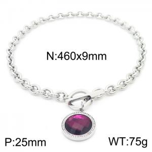 Stainless Steel Stone Necklace - KN230784-Z