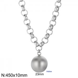 Exaggerated stainless steel pearl chain ball necklace - KN230901-Z