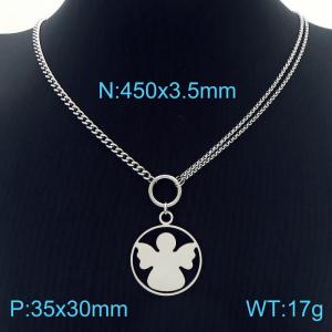 DIY Personality Chain Necklace Stainless Steel Angel Pendant Necklace Fashion Party Jewelry Silver Color - KN231067-Z